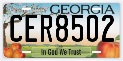 GA license plate CER8502