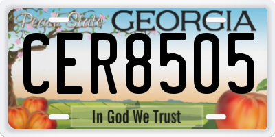 GA license plate CER8505