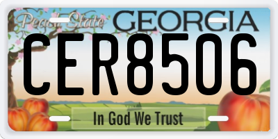 GA license plate CER8506