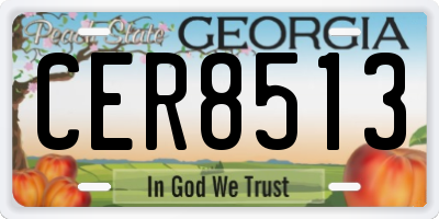 GA license plate CER8513