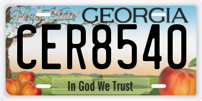 GA license plate CER8540