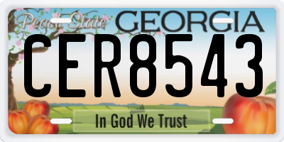 GA license plate CER8543