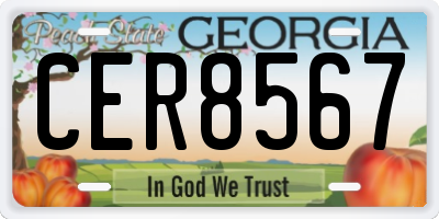 GA license plate CER8567