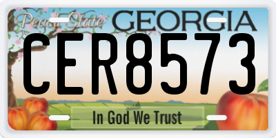 GA license plate CER8573