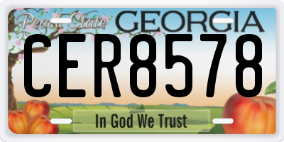 GA license plate CER8578