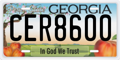 GA license plate CER8600