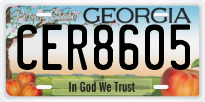 GA license plate CER8605
