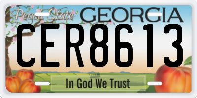 GA license plate CER8613