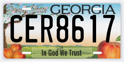 GA license plate CER8617