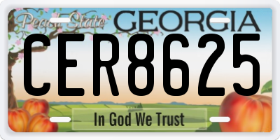 GA license plate CER8625