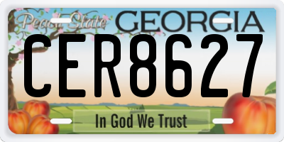 GA license plate CER8627