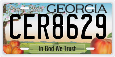 GA license plate CER8629
