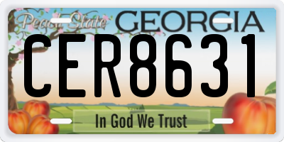 GA license plate CER8631