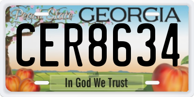 GA license plate CER8634