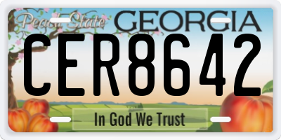 GA license plate CER8642