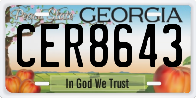 GA license plate CER8643