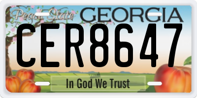 GA license plate CER8647