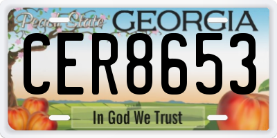 GA license plate CER8653