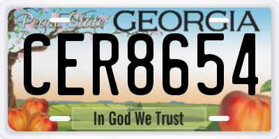 GA license plate CER8654