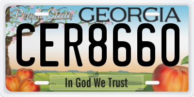 GA license plate CER8660