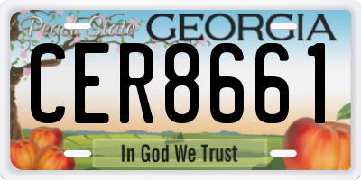 GA license plate CER8661