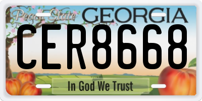 GA license plate CER8668