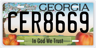 GA license plate CER8669