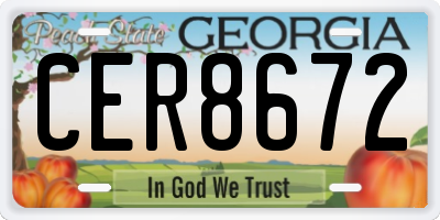 GA license plate CER8672
