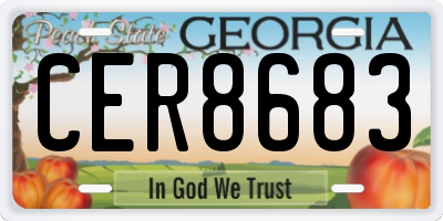 GA license plate CER8683