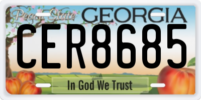GA license plate CER8685