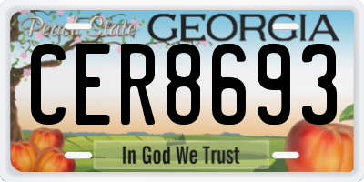 GA license plate CER8693