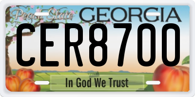 GA license plate CER8700