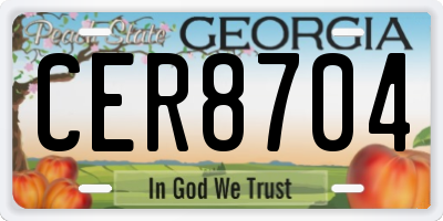 GA license plate CER8704