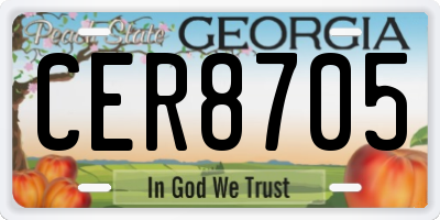 GA license plate CER8705