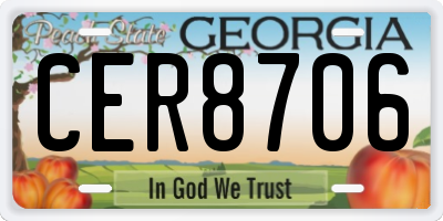 GA license plate CER8706
