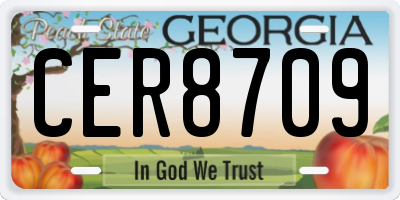 GA license plate CER8709