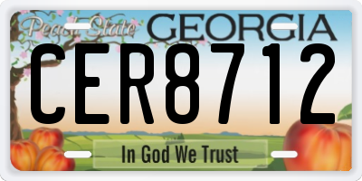 GA license plate CER8712