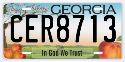 GA license plate CER8713