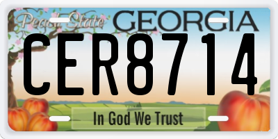 GA license plate CER8714