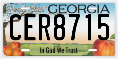 GA license plate CER8715