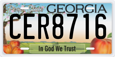 GA license plate CER8716