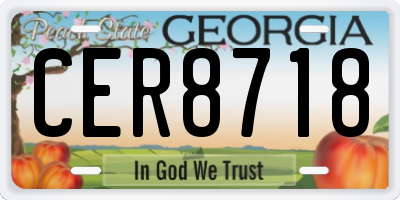 GA license plate CER8718