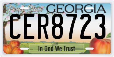 GA license plate CER8723
