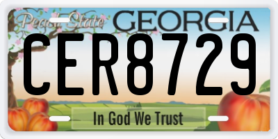 GA license plate CER8729
