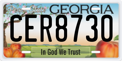 GA license plate CER8730