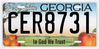 GA license plate CER8731