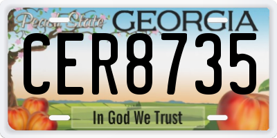 GA license plate CER8735