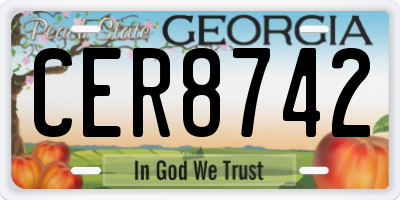 GA license plate CER8742