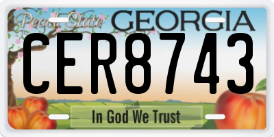 GA license plate CER8743