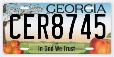 GA license plate CER8745